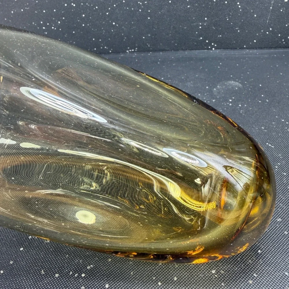 Russel Wright Pinch Amber Glass Tumblers 16oz Mid Century Modern Set of 3 6inch